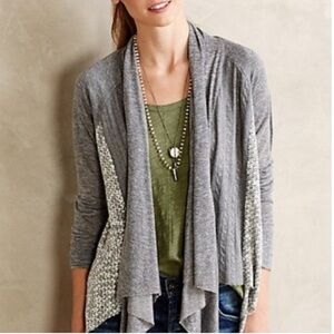 Anthropologie Tiny Gray Stratigraphy Draped Waterfall Cardigan Sweater Medium